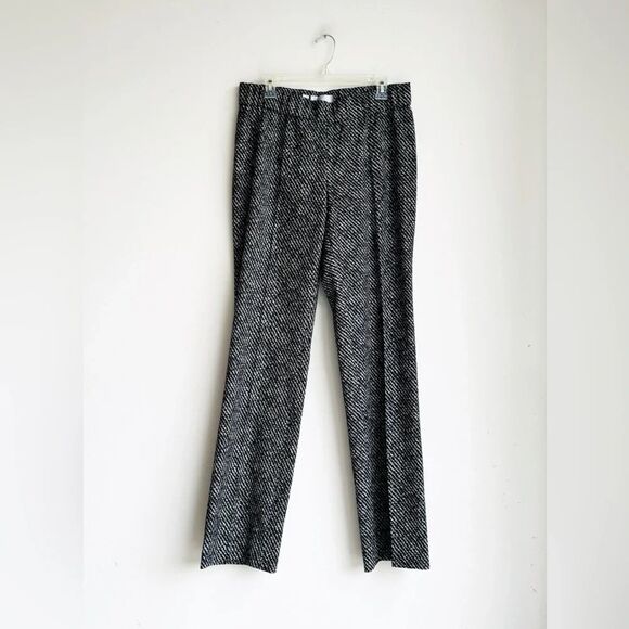 Carlisle New York Black White Textured Tweed Straight Leg Pants | Size 14 - Picture 1 of 5